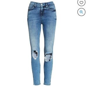 Free People Busted Knee Skinny Jeans Turquoise